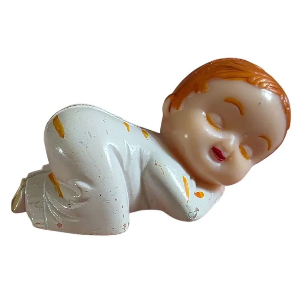 Vintage 1950s Plastic Clown Cupcake Cake Topper Hong Kong Circus Set w Baby